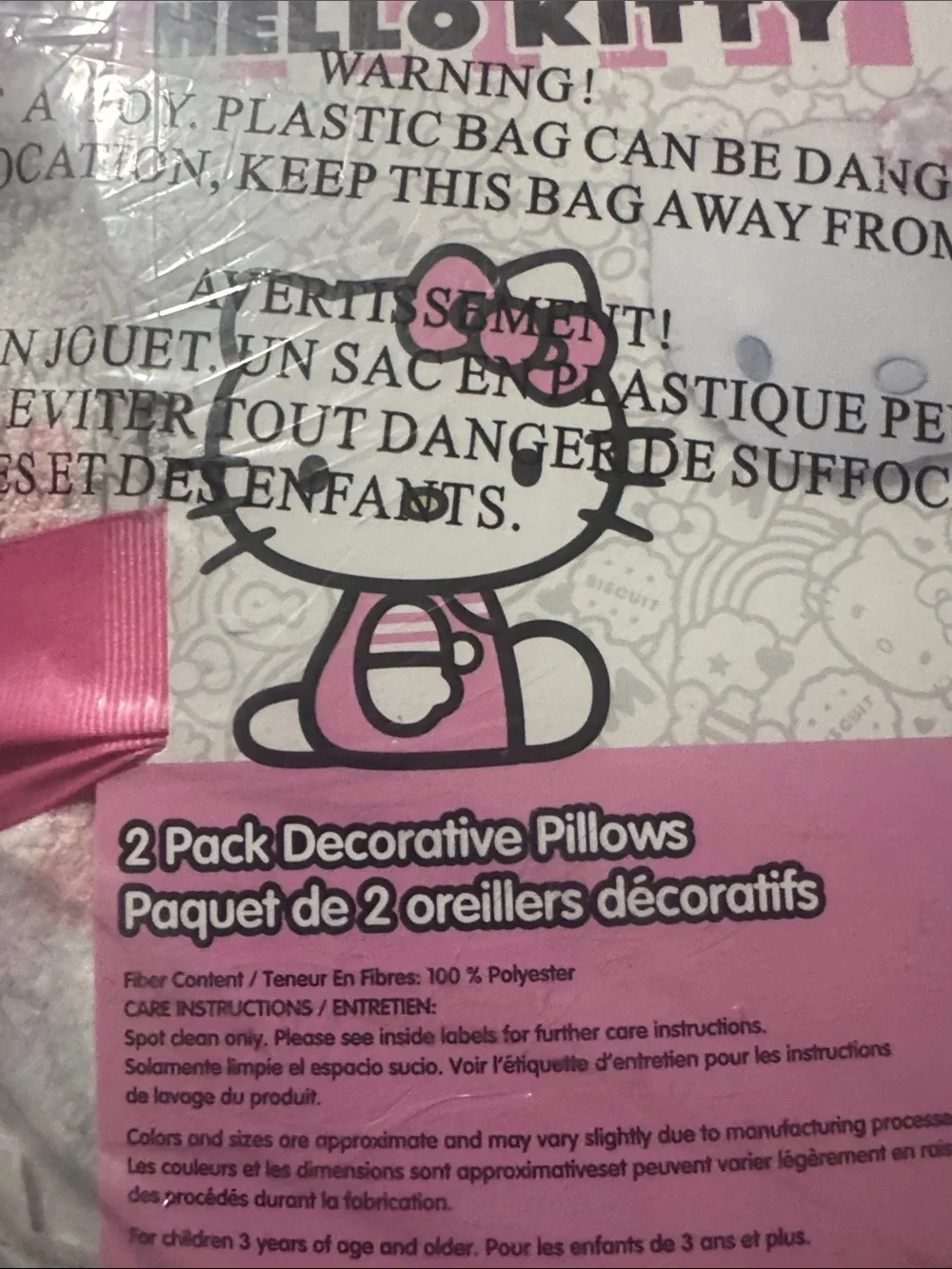 Hello Kitty Pink 2 Pack Decorative Pillow Set